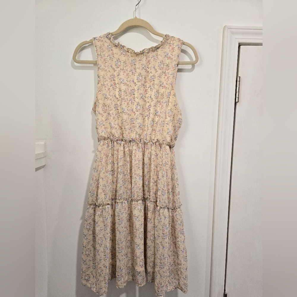 Sienna Sky Cream A-Line Dress with Pleated Skirt